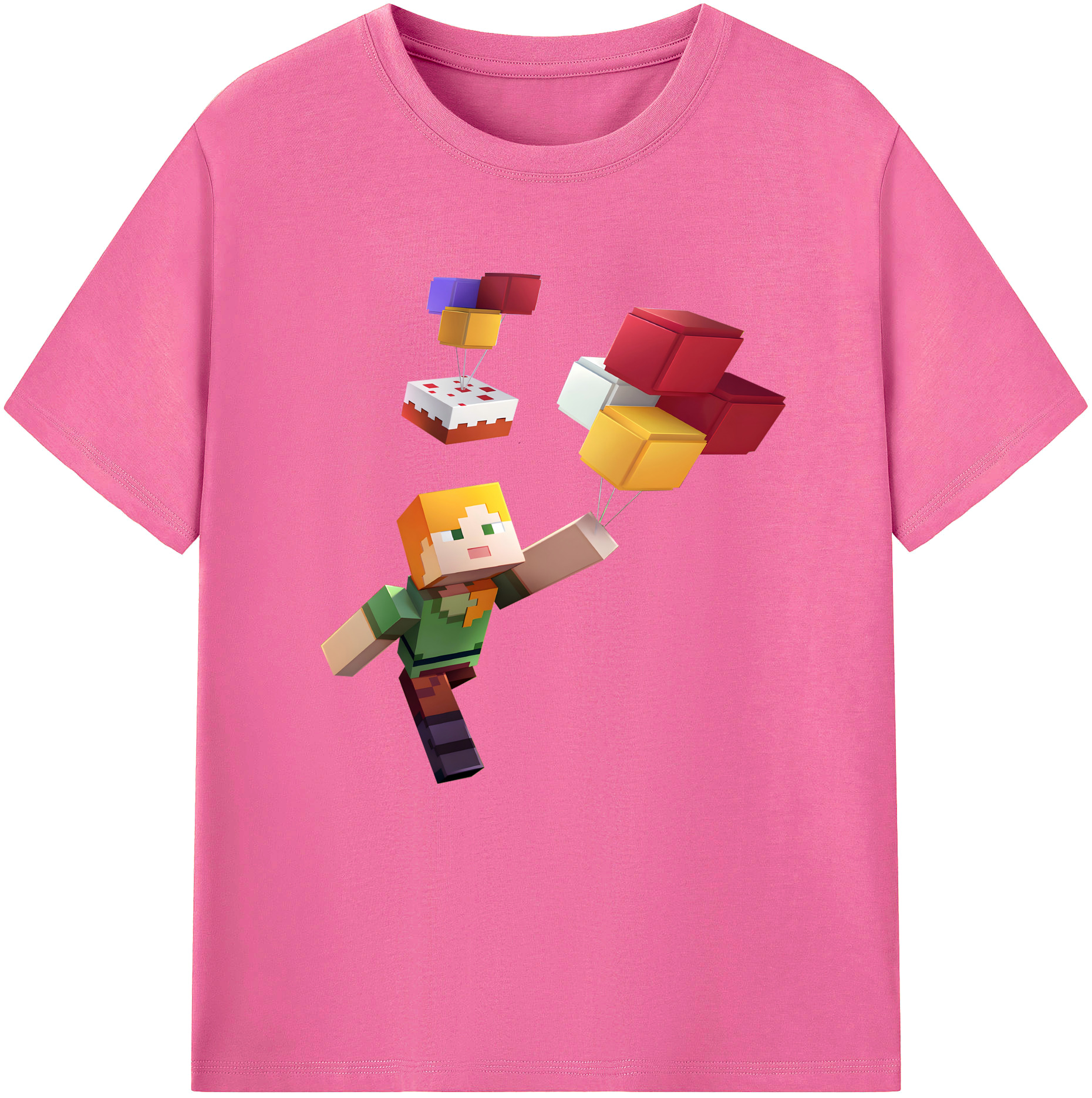（画像用） マインクラフト ブロックの世界 Minecraft MC Block world レディースカジュアルプリントTシャツ（綿100％）